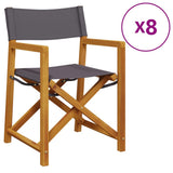 8 Piece Folding Garden Chairs Dark Grey Fabric 3208921