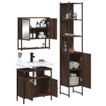 ZNTS 3 Piece Bathroom Furniture Set Brown Oak Engineered Wood 3214679