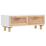 ZNTS Coffee Table White 80x40x30 cm Engineered Wood&Solid Wood Pine 345621