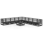 ZNTS 10 Piece Garden Lounge Set Black Solid Pinewood 3075853