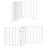 Dog Gate with Door Foldable 12 Panels White 960 cm Poplar Wood 3155736