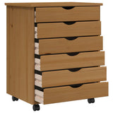 Rolling Cabinet with Drawers MOSS Honey Brown Solid Wood Pine 355891