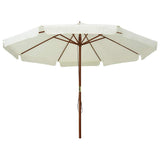 Garden Parasol with Wooden Pole 330 cm Sand White 47212