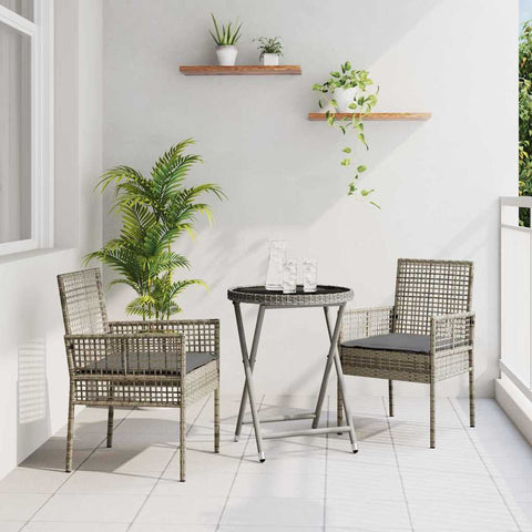 Garden Bistro Set 3 pcs Grey Poly rattan 3334964