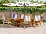 7 Piece Garden Dining Set Blue and White Fabric and Solid Wood 3281741