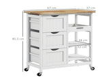 Rolling Kitchen Island Cart, Bar Serving Cart, Compact Trolley on Wheels with Wood Top, Shelves & T3398P328091