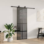 Sliding Door with Hardware Set Black 76x205 cm Tempered Glass 3375835