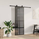 Sliding Door with Hardware Set Black 76x205 cm Tempered Glass 3375835
