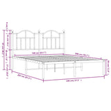 Metal Bed Frame without Mattress with Headboard Black 140x200cm 353440