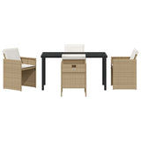 Garden Dining Set with Cushion 5 pcs Beige Poly Rattan 3379957