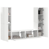 TV Cabinet Set 6 pcs High Gloss White Engineered Wood 3409109