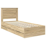 Bed Frame with Drawer Sonoma Oak 90 x 190 cm Engineer Wood 3410205