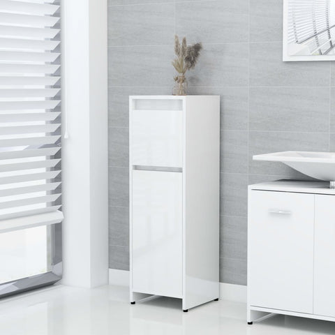 ZNTS Bathroom Cabinet High Gloss White 30x30x95 cm Engineered Wood 802666