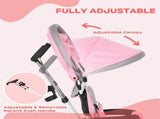 6 in 1 Kids Trike Push Bike w/ Push Handle, Canopy, 5-point Safety Belt, Storage, Footrest, Brake, T3398P347547