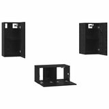 TV Cabinet Set Wall-mounted 3 pcs Black Oak Engineered Wood 3393169