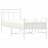 Metal Bed Frame without Mattress with Footboard White 75x190cm 373748
