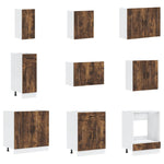 ZNTS 14 Piece Kitchen Cabinet Set Kalmar Smoked Oak Engineered Wood 3314976