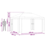 Gazebo 4 x 3 m Orange Polyester and Steel 190 gsm 900381