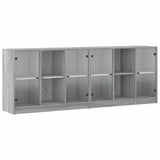 Bookcase with Doors Grey Sonoma 204x37x75 cm Engineered Wood 3206536