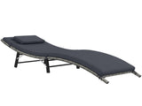 Rattan Folding Sun Lounger Outdoor Chair with Cushion and Pillow Grey T3398P325174