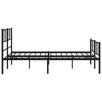 ZNTS Metal Bed Frame without Mattress with Footboard Black 150x200cm 372199