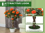 Set of 2 Artificial Plants White Rose Floral in Pot, Fake Plants for Home Indoor Outdoor Decor, T3398P342481