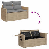 6 Piece Garden Sofa Set with Cushions Beige Poly Rattan Acacia 3327587