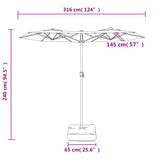 Double-Head Garden Parasol Green 316x145 cm 362962