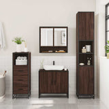3 Piece Bathroom Furniture Set Brown Oak Engineered Wood 3301039