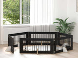 Dog Gate with Stands 6 pcs Black Oak 100 x 60 cm 892121