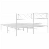Metal Bed Frame without Mattress with Headboard White 140x190cm 372326