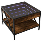 ZNTS Coffee Table with Infinity LED Smoked Oak 50x50x38 cm 847699