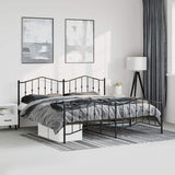 Metal Bed Frame without Mattress with Footboard Black 183x213cm 373812