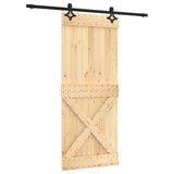 Sliding Door Natural and Black 85 x 210 cm Solid Pine Wood 3445075