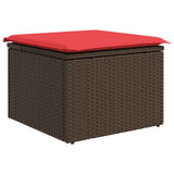 7 Piece Garden Sofa Set with Cushions Brown Poly Rattan Acacia 3326355