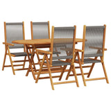Garden Dining Set Folding 5 pcs Grey Solid Acacia Wood 3375738