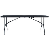 Folding Garden Table Black 180x75x72 cm HDPE Imitation Rattan 48831