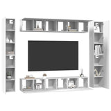10 Piece TV Cabinet Set White Engineered Wood 3078665
