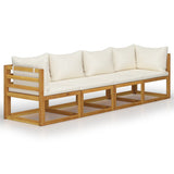 Garden Sofa Cream Solid Acacia wood, Polyester 4-seater Modular 3098672