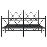 Metal Bed Frame without Mattress with Footboard Black 137x190cm 376519