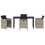 Garden Dining Set with Cushion 5 pcs Light grey Poly rattan 3379961