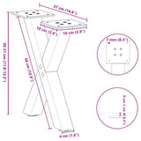Coffee Table Legs X-Shaped 2 pcs Black 37x cm Steel 4012872