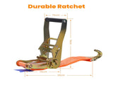 4X Heavy Duty Ratchet Ties Down Straps 38mm 2.9Meter Lashing Cargo Luggage 2Ton 68110443