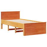 ZNTS Bookcase Bed without Mattress Wax Brown 75x190 cm Small Single Solid Wood Pine 3308947
