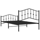 Metal Bed Frame without Mattress with Footboard Black 107x203cm 373803