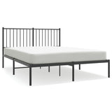 Metal Bed Frame without Mattress with Headboard Black 140x200cm 350865
