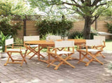 6 Piece Folding Garden Chairs Cream White Fabric 3208911