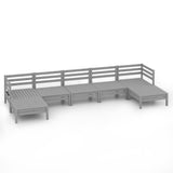 7 Piece Garden Lounge Set Grey Solid Wood Pine 3083346