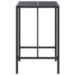 ZNTS Bar Table with Glass Top Black 70x70x110 cm Poly Rattan 362586