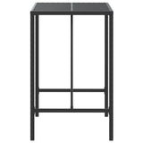 ZNTS Bar Table with Glass Top Black 70x70x110 cm Poly Rattan 362586